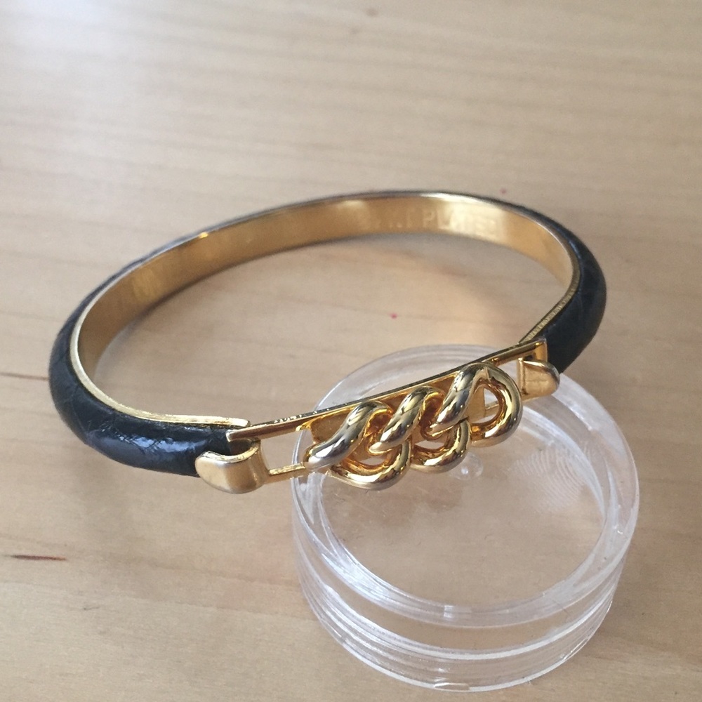 Mannelli Florence 24kt gold plated bangle black